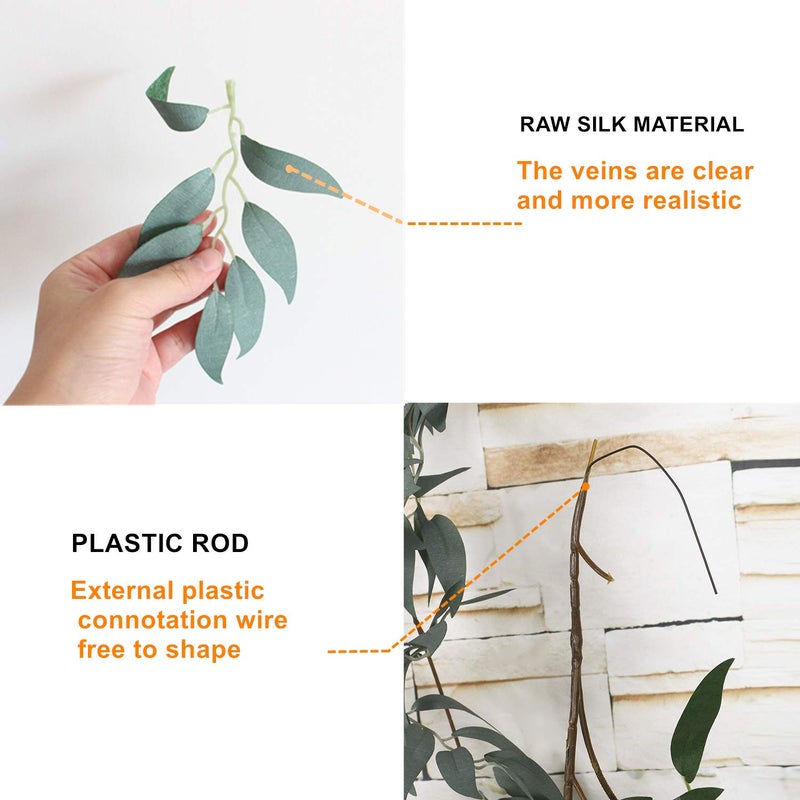 LJDJ Gray Green Leaf Garland Decorations - 5.4 Feet Artificial Silk Fabric Willow Plant Leaves Vines Twigs Garland String Wedding Decor Jungle Luau Safari Party Supplies Faux Greenery Crowns Wreath - Image 3